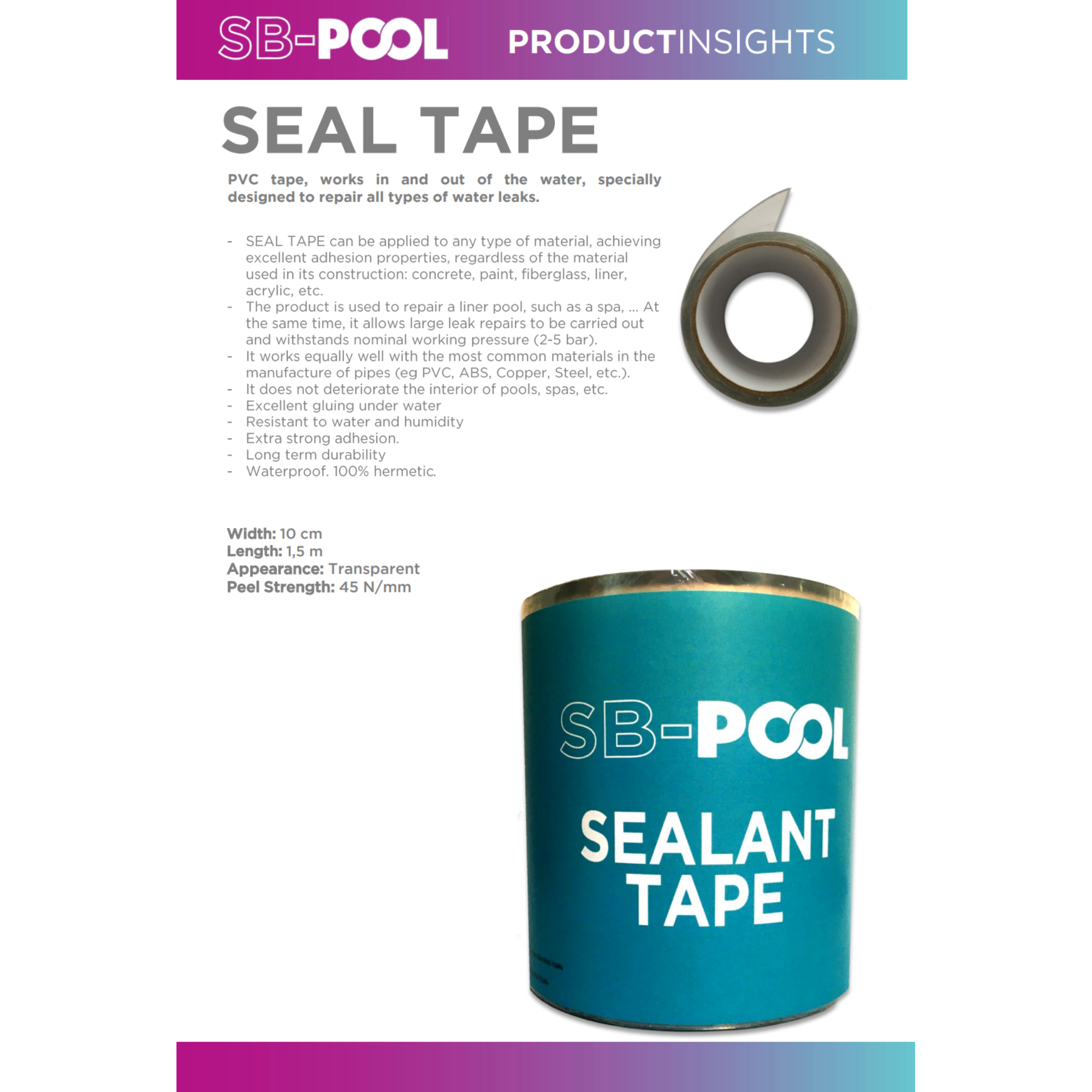 Zwembad reparatie tape - SB-Pool Seal tape