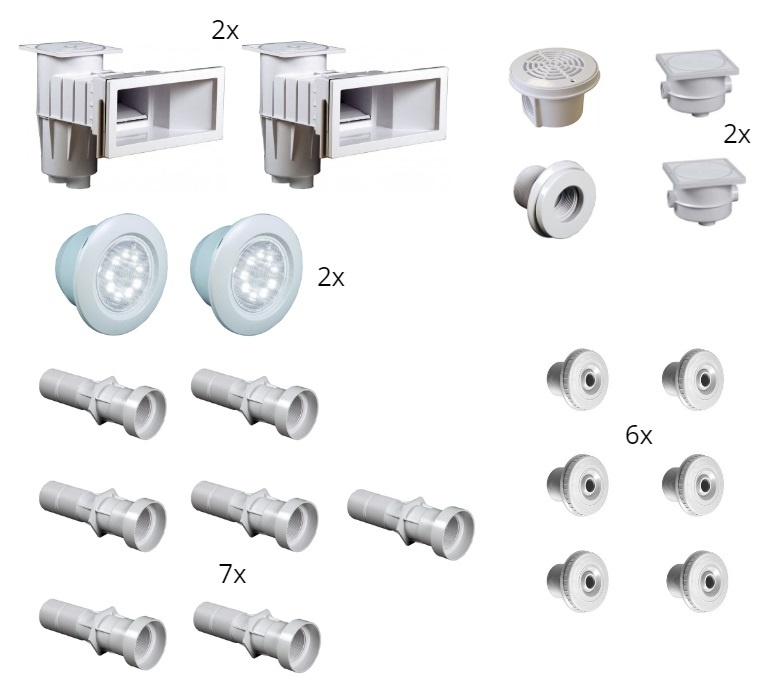 Set Inbouwdelen Hayward Voor Folie Zwembaden Tot 6x12 meter