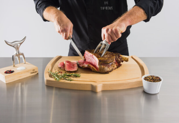 Tridens Brushed Fork & Goyon-Chazeau cutting set