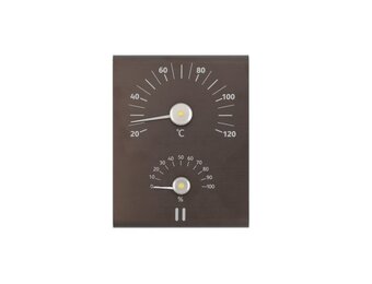 Rento Aluminium Sauna Thermometer en hygrometer  bruin/zwart