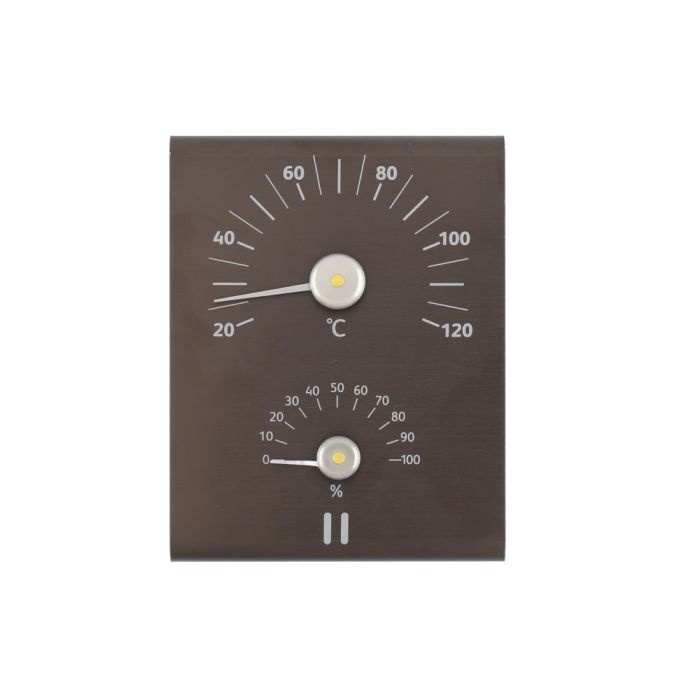 Rento Aluminium Sauna Thermometer en hygrometer  bruin/zwart