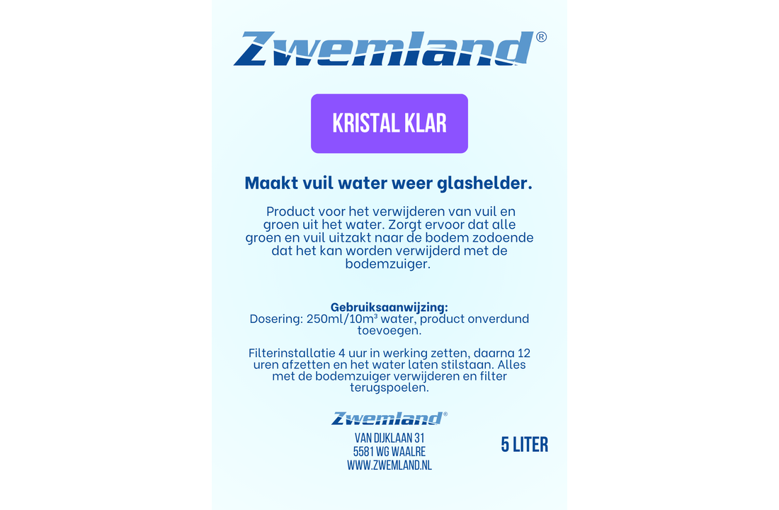 Zwemland Crystal Clear 5L - Voor helder water