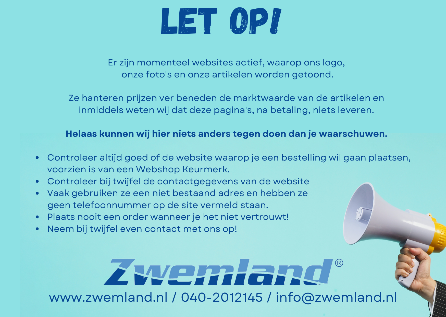 Let op! Fraude webshop zwemland