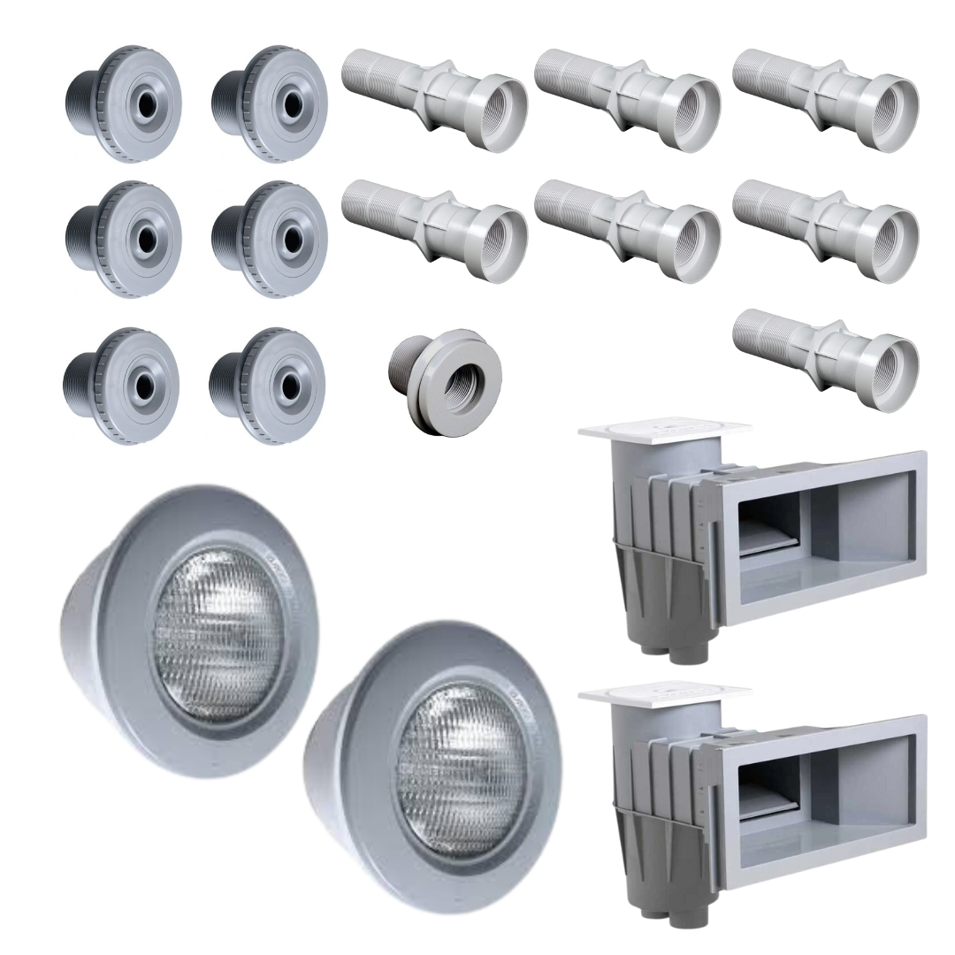 Set Inbouwdelen Hayward grote Zwembaden Grijs - 2 skimmers (Folie)