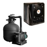 Mini warmtepomp + Zandfilterset 6m³/u | Voor kleine baden tot 12m³