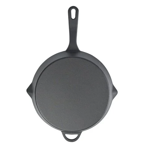 Cuisinova Grillpan Gietijzer Rond met handvat 28 cm Zwart