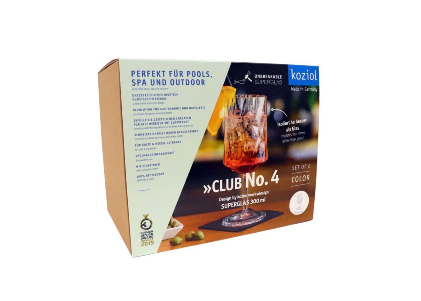 Koziol superglas club No.04 wijnglas 300 ml set van 6 stuks