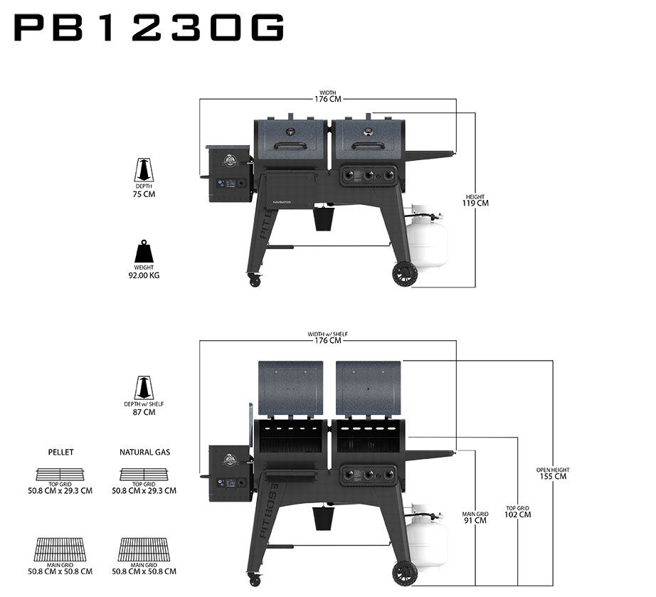 Pit Boss Navigator 1230 | Combi Grill - Pellet en Gas BBQ