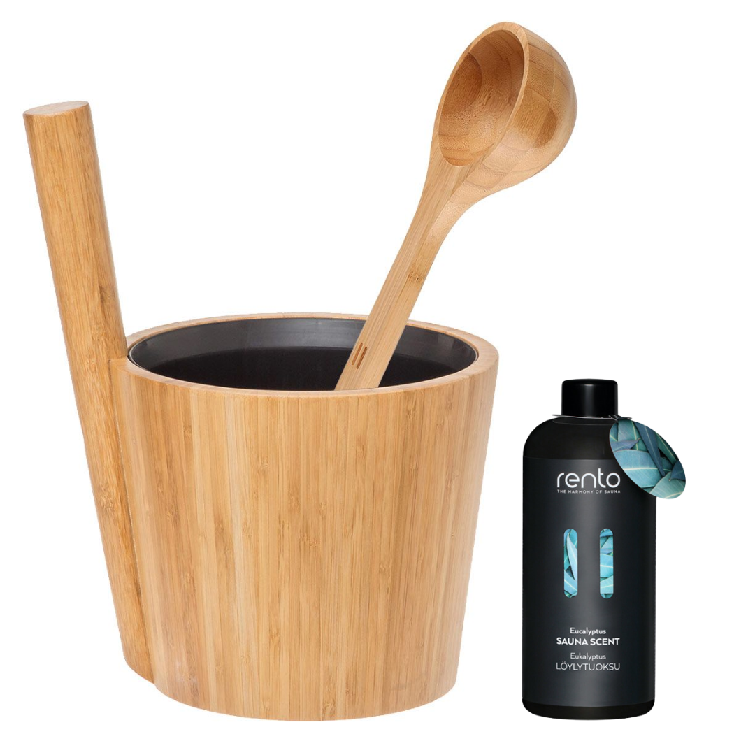 Rento Sauna Bamboe Set - Emmer + Lepel + Geur