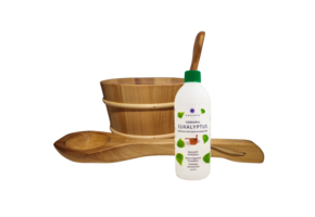 Emendo Sauna emmer, lepel en 500 ml Eucalyptus opgietmiddel
