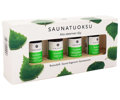 Emendo set Sauna geuren 4x10ml inclusief houten rekje