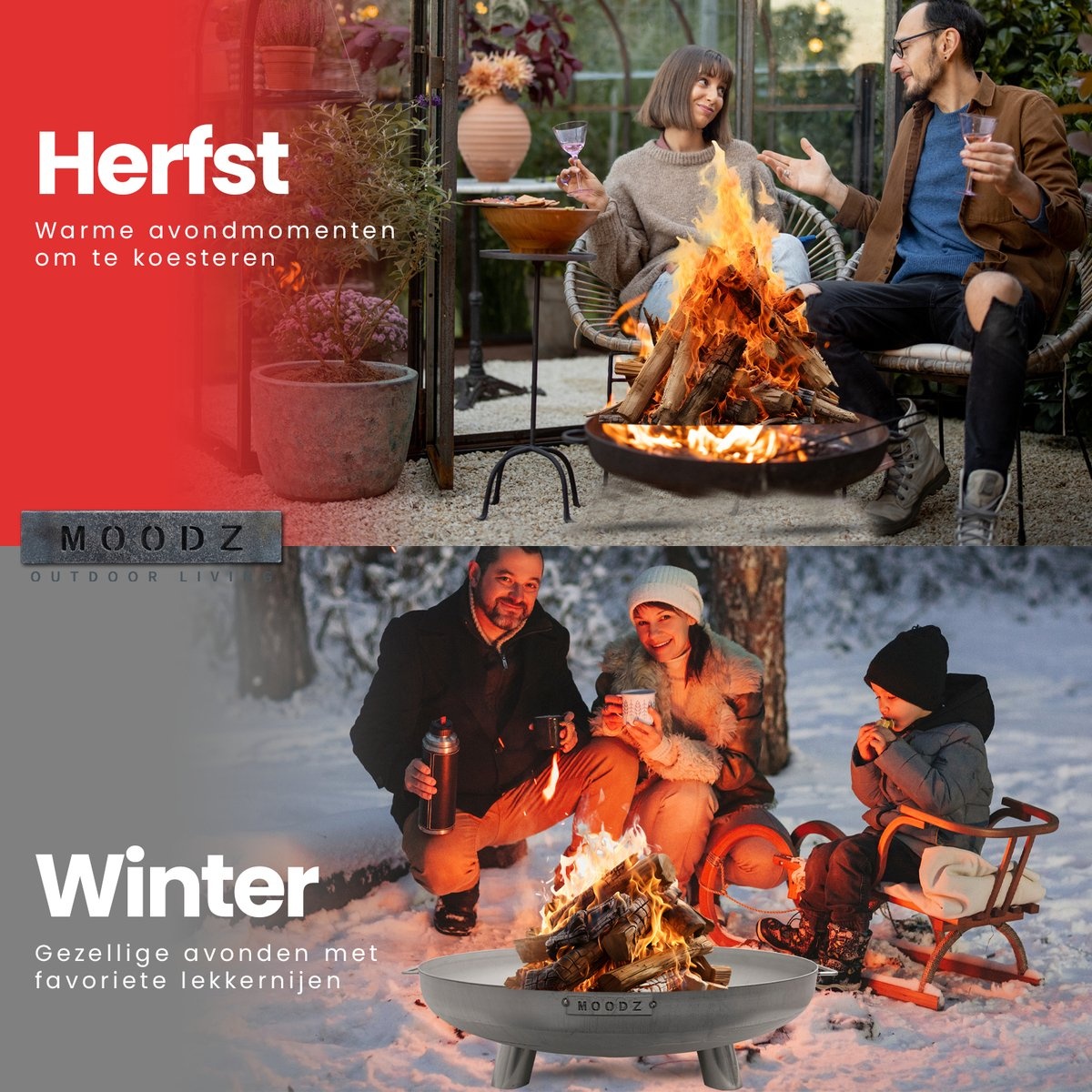 MOODZ vuurschaal met voet en hendel RVS