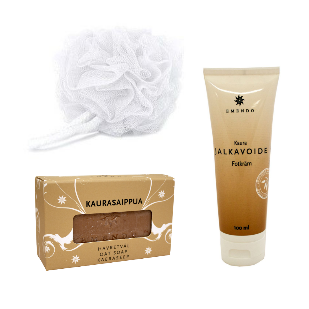 Emendo verwenmomentje giftset - Voetcreme, badspons en haverzeep
