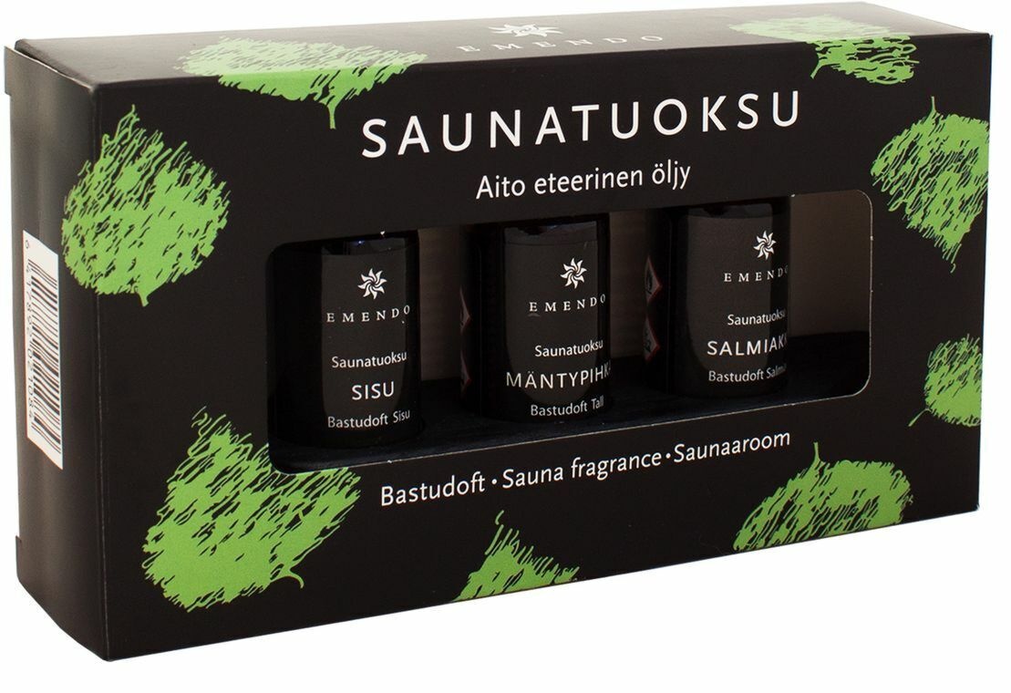 Emendo set Sauna geuren 3 x 10 ml inclusief houten rekje