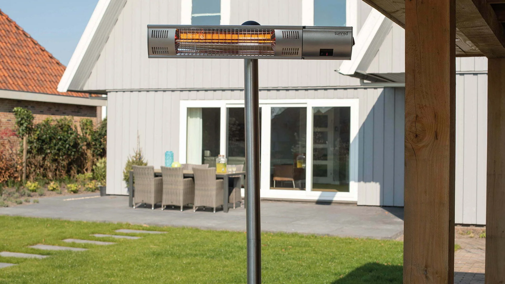 Sunred terrasverwarmer Ultra Zilver staand