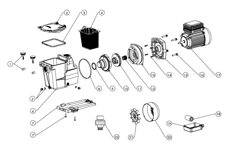 Hayward Super Pump Pro motor verbindingsset - diverse afmetingen