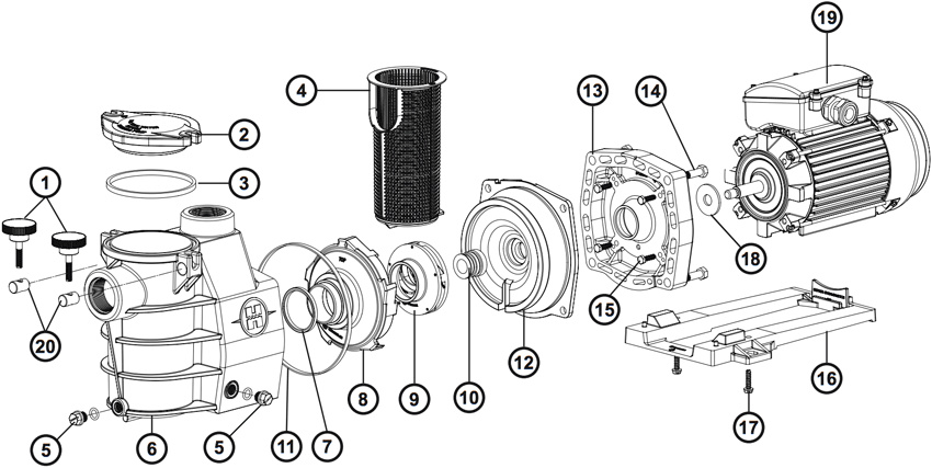 Hayward Max Flo motor bevestigings bouten