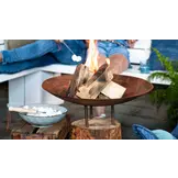 Redfire handmade vuur pit logger houten basis