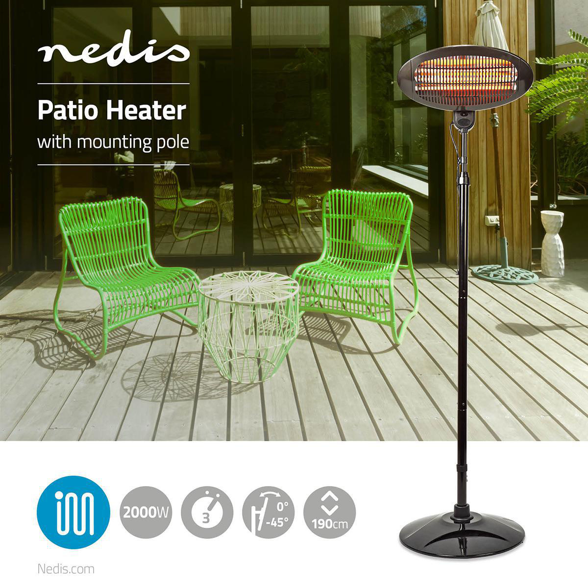 Nedis Patio verwarmer inclusief bevestigingspaal