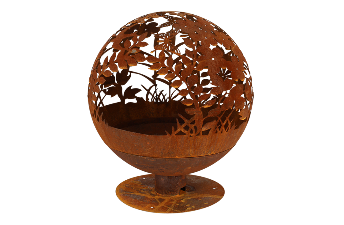 Fancy Flames Vuurbal Roest Laser Cut Bloemen