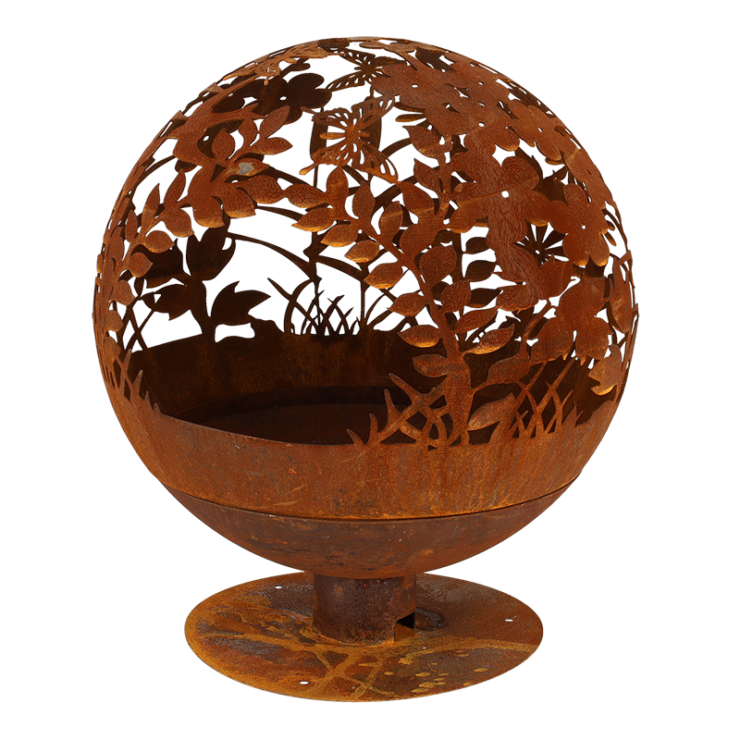Fancy Flames Vuurbal Roest Laser Cut Bloemen