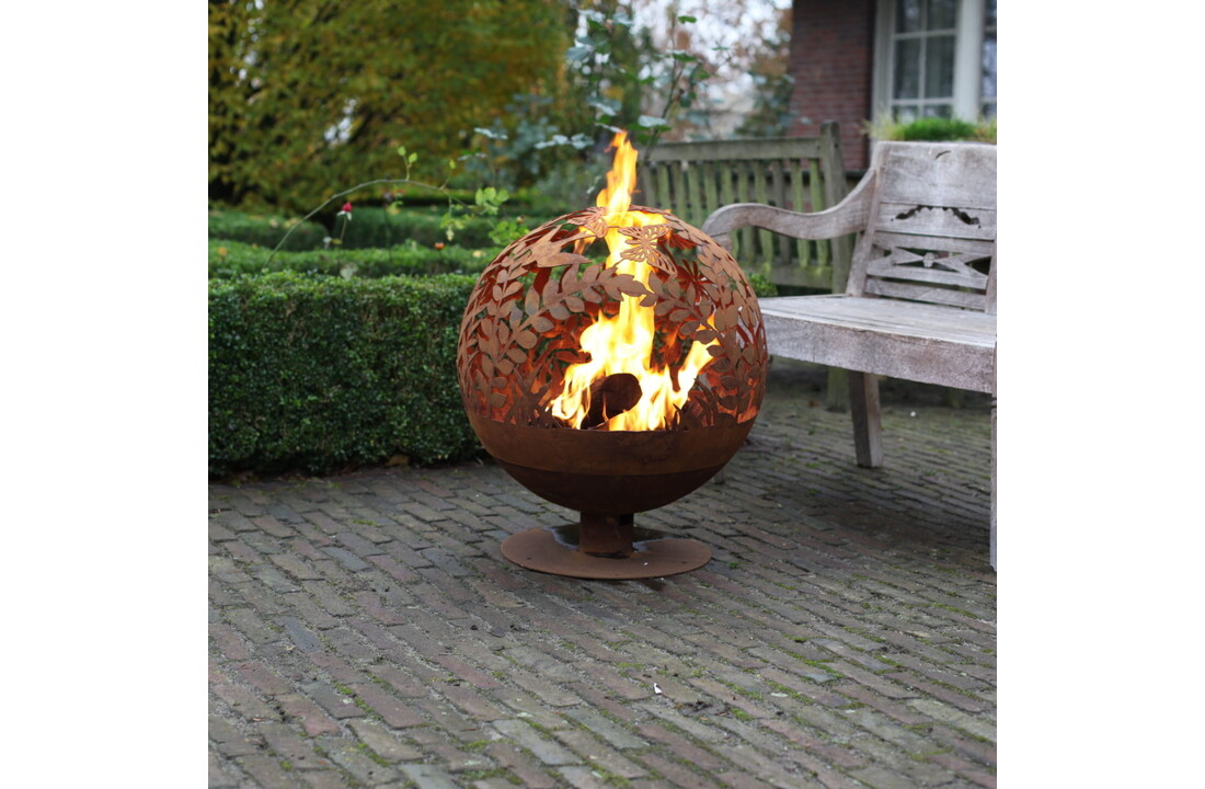Fancy Flames Vuurbal Roest Laser Cut Bloemen