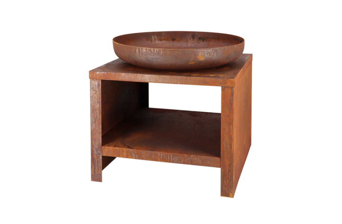 Fancy Flames Vuurschaal met Houtopslag Roest