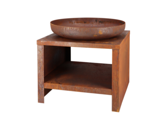 Fancy Flames Vuurschaal met Houtopslag Roest