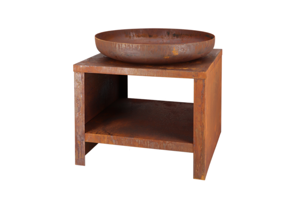 Fancy Flames Vuurschaal met Houtopslag Roest