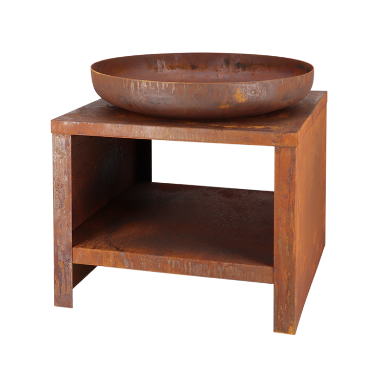 Fancy Flames Vuurschaal met Houtopslag Roest