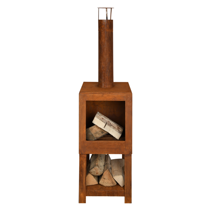 Terraskachel met houtopslag - Vuurhaard