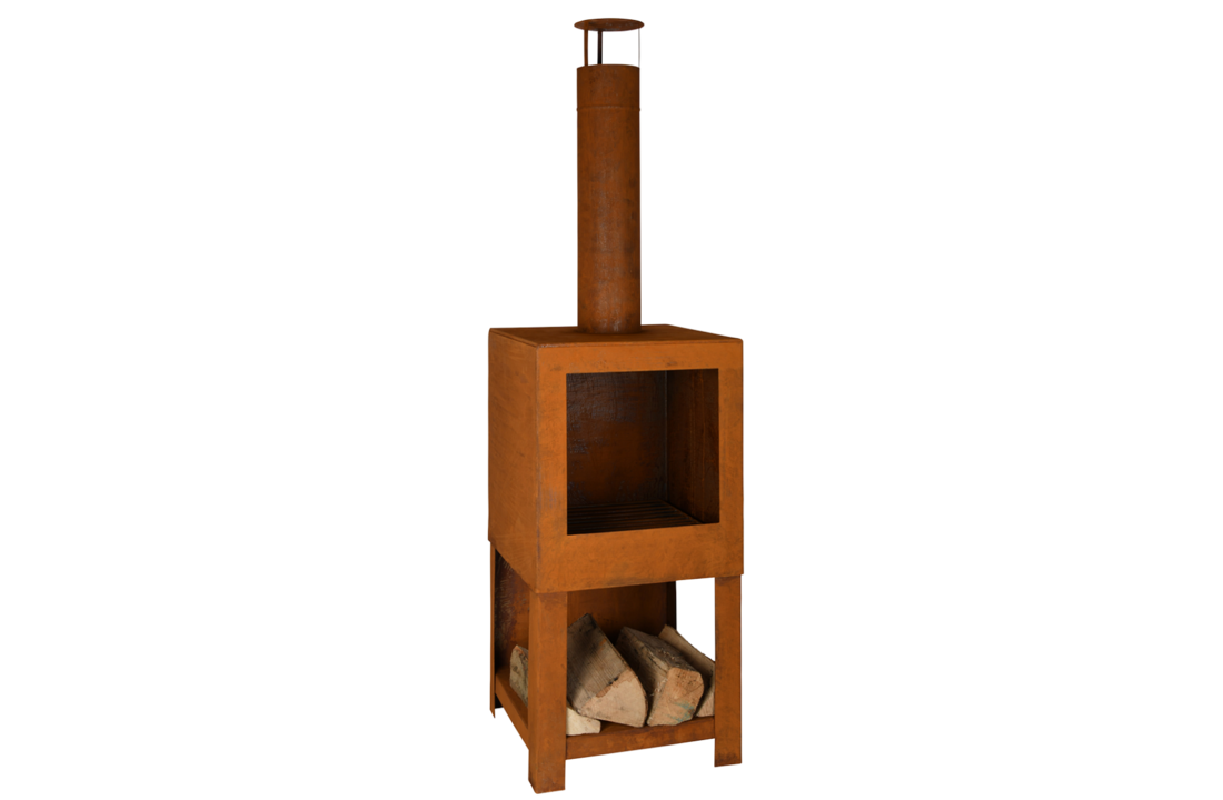 Terraskachel met houtopslag - Vuurhaard