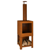 Terraskachel met houtopslag - Vuurhaard