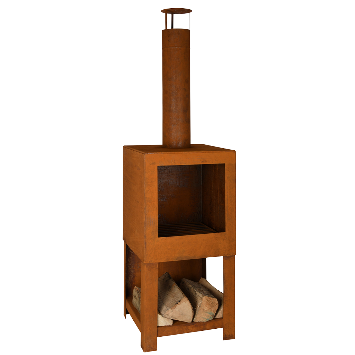 Terraskachel met houtopslag - Vuurhaard