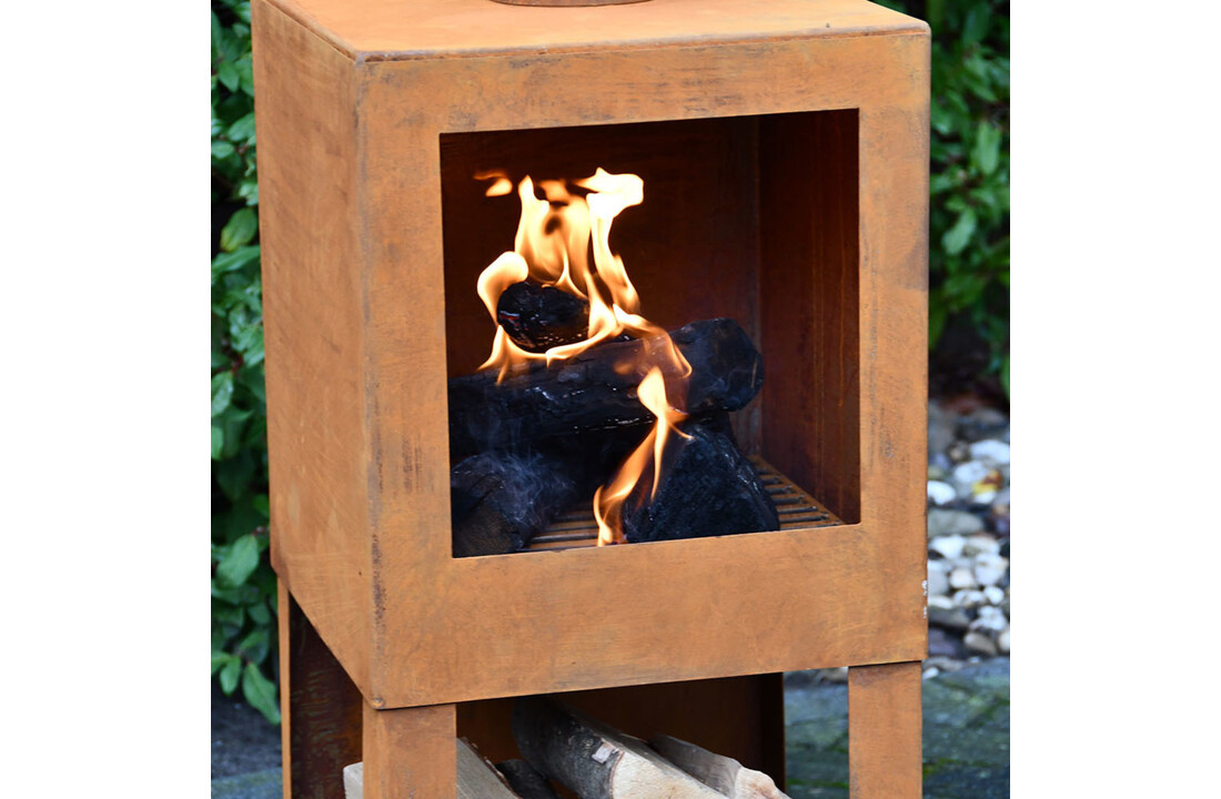 Terraskachel met houtopslag - Vuurhaard