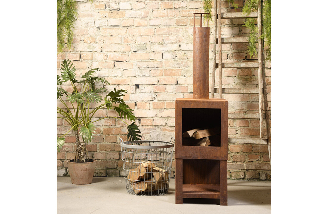 Terraskachel met houtopslag - Vuurhaard