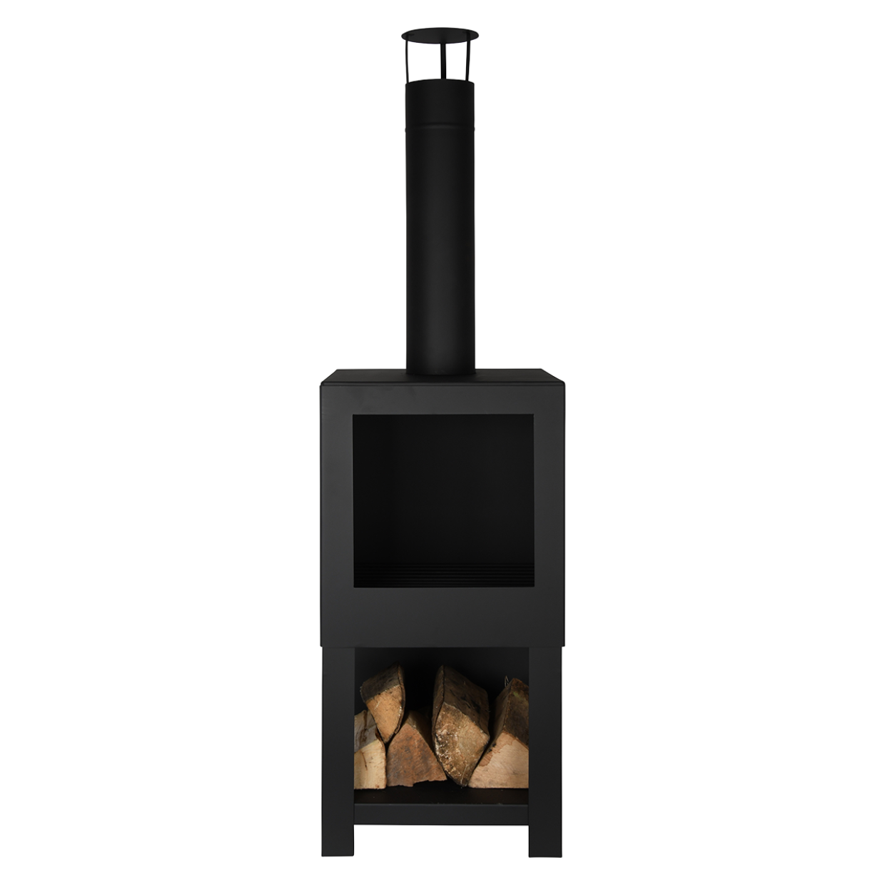 Terraskachel met houtopslag - Vuurhaard