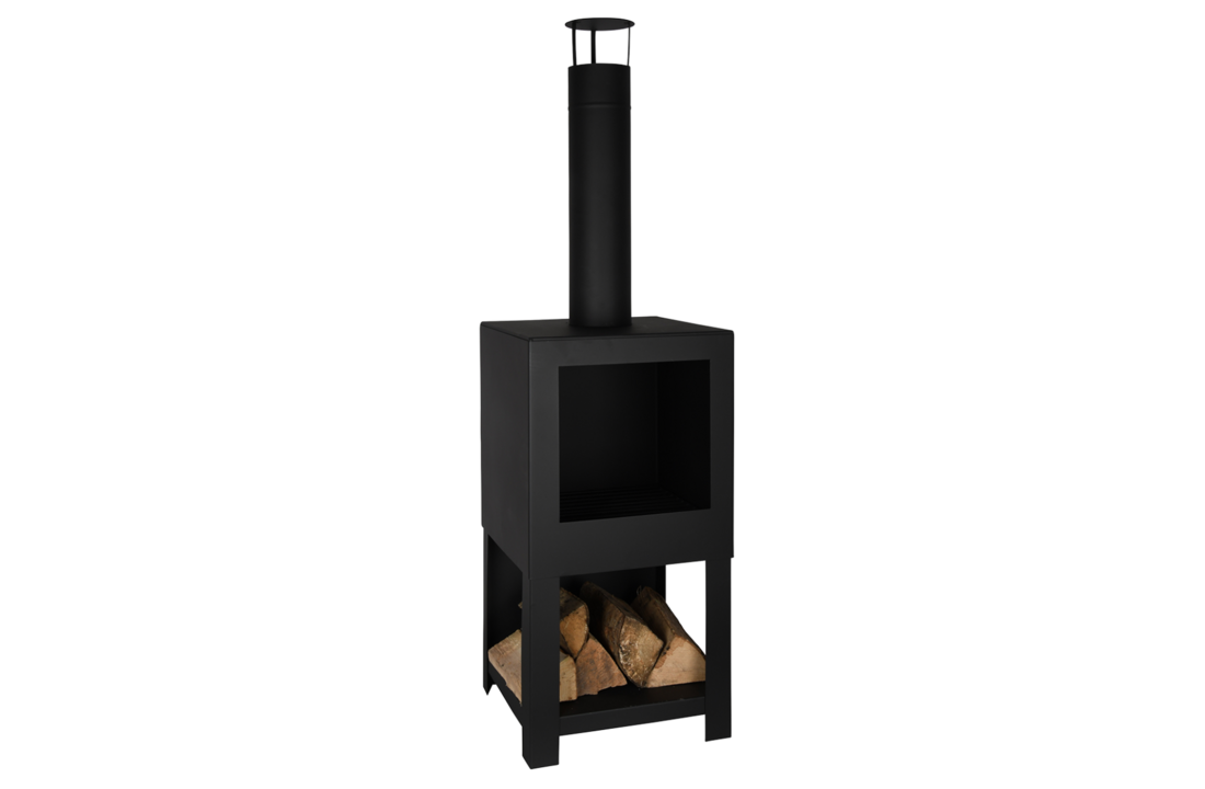 Terraskachel met houtopslag - Vuurhaard