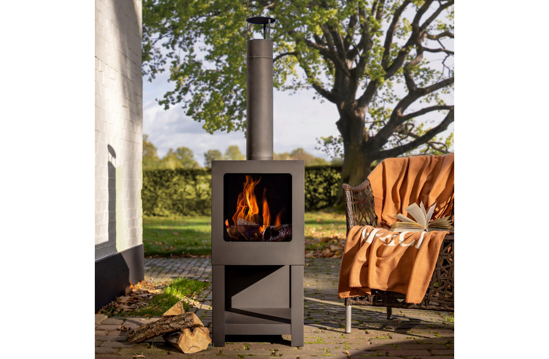 Terraskachel met houtopslag - Vuurhaard