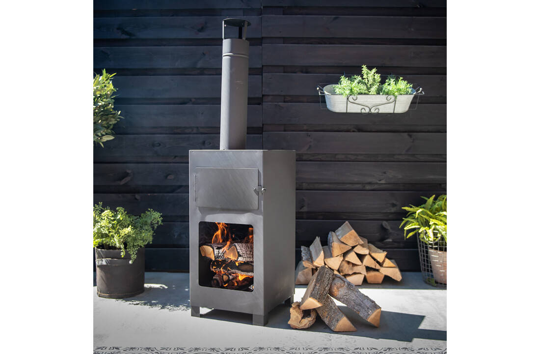 Fancy Flames Terraskachel met Pizzaoven Zwart incl. Pizzasteen 