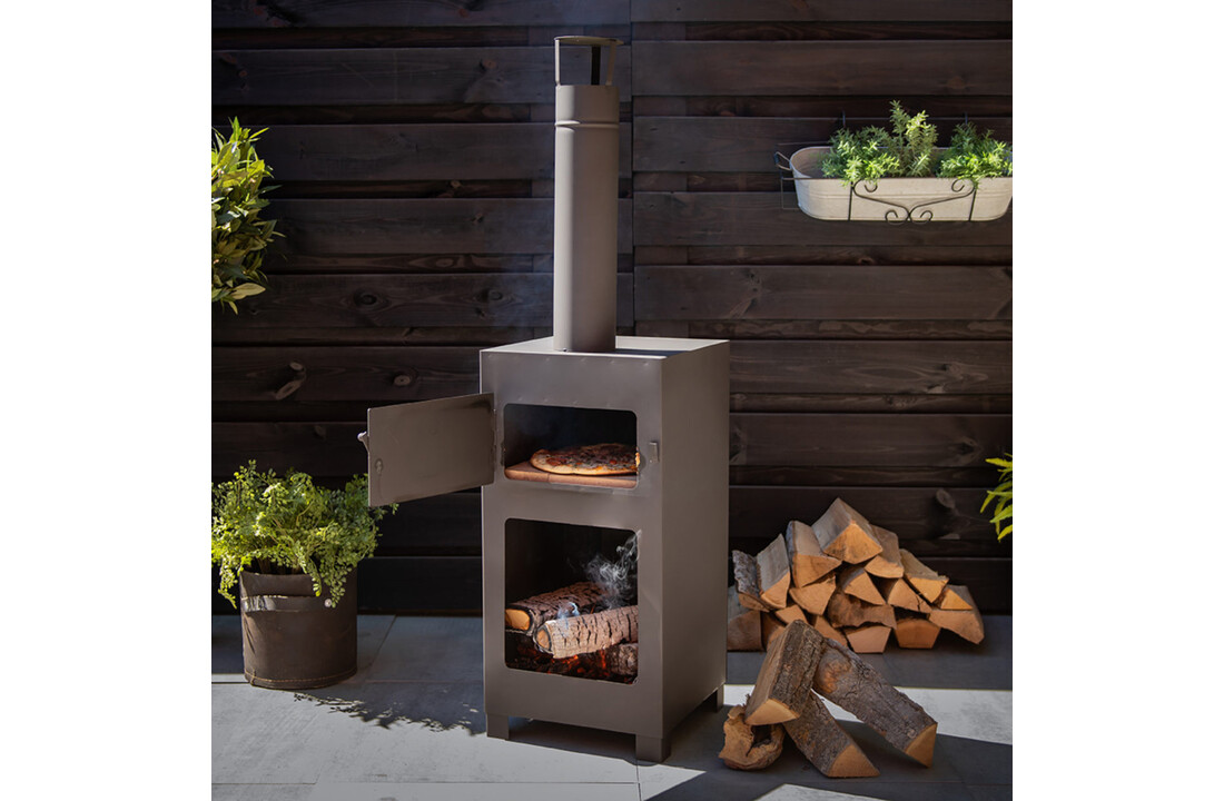 Fancy Flames Terraskachel met Pizzaoven Zwart incl. Pizzasteen 