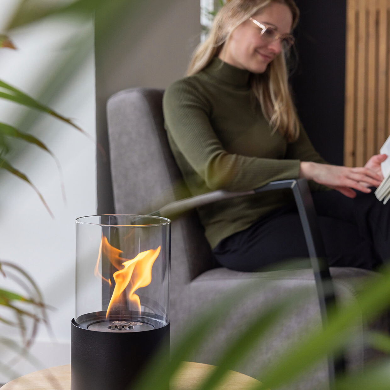 Fancy Flames Ronde Tafelhaard op Bio Ethanol