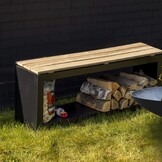 Fancy Flames Rechthoekige Bank met Houtopslag