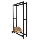 Fancy Flames Houtopslag met Wielen Zwart