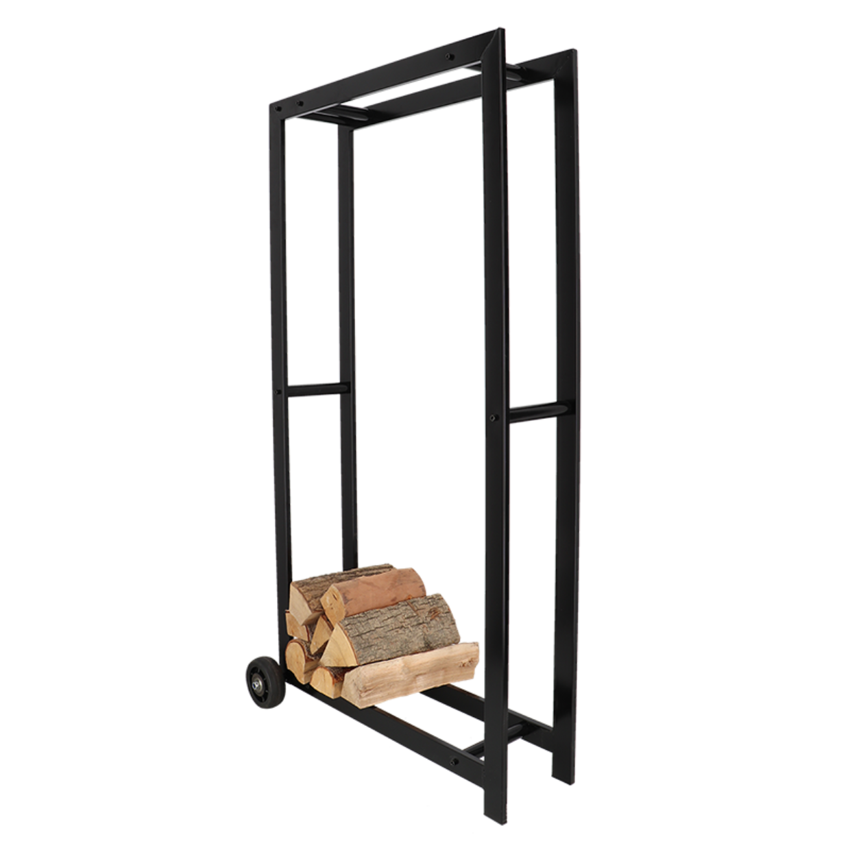 Fancy Flames Houtopslag met Wielen Zwart