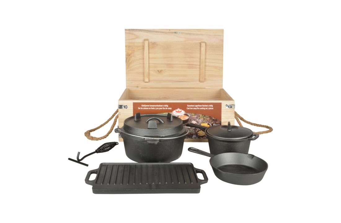 7 - delige kampvuur kookset gietijzer