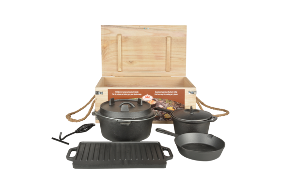 7 - delige kampvuur kookset gietijzer