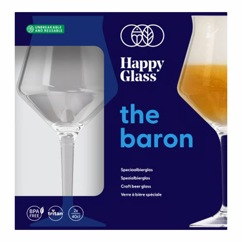 HappyGlass The Baron Bier/Sangria Glas- Set van 2 Kunststof Glazen 400 ml