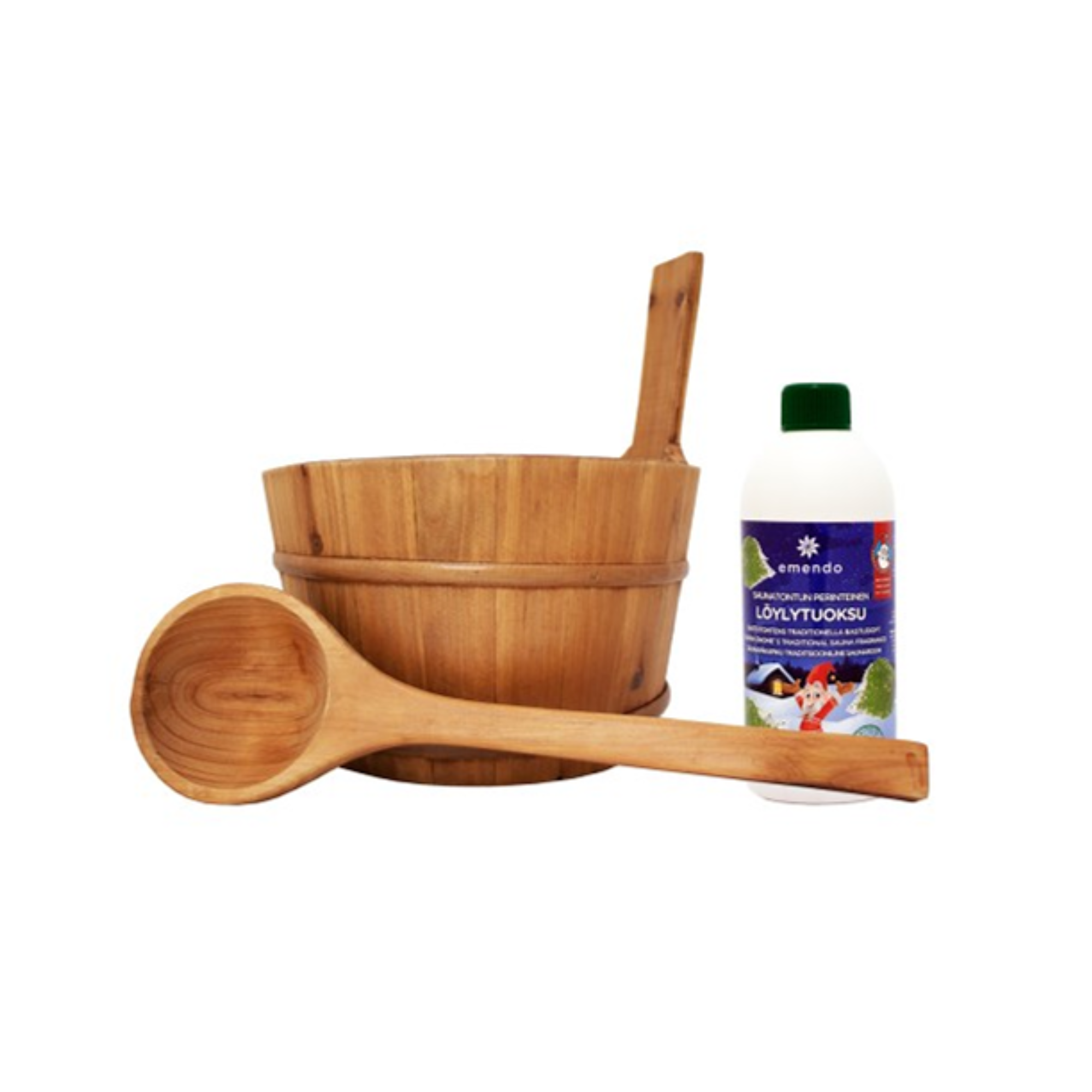 Emendo sauna-emmer en lepel + Sauna Kabouter traditionele geur 500 ml