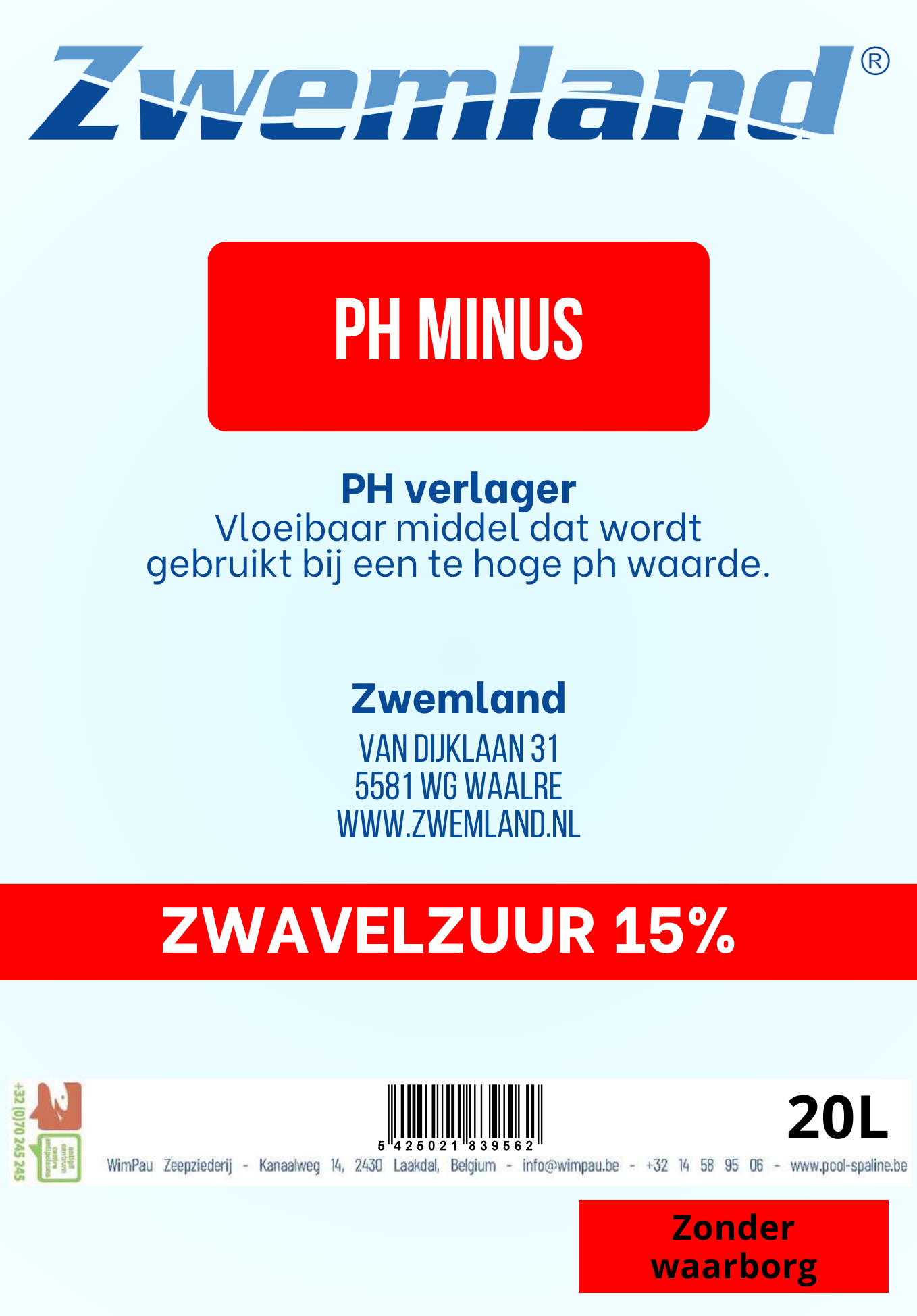 Jerrycan pH Min 20 liter - zwavelzuur